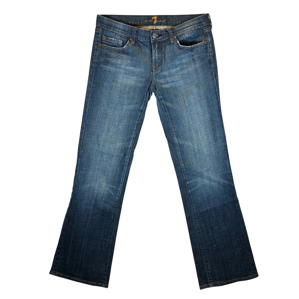7 For All Mankind Bootcut Jeans Blue Rhinestone Pocket Dark Wash Western Size 30